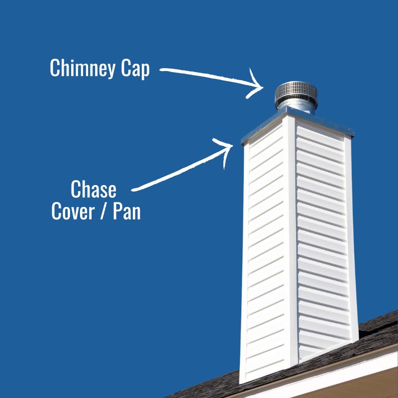 Chimney cap and chase cover pointed out