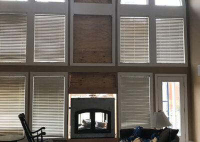 Inside a living room during chimney build